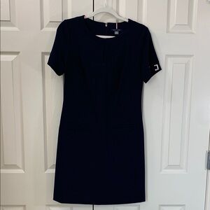 Tommy Hilfiger Blue Sheath Dress with Cuffed Sleeves